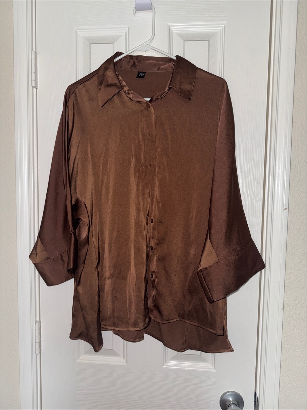 Women’s Brown Satin Shirt